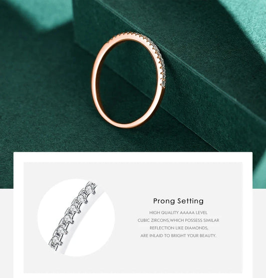 925 Sterling Silver Zircon Ring for Women - Elegant Geometric Wedding Band