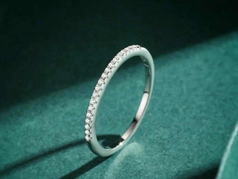 925 Sterling Silver Zircon Ring for Women - Elegant Geometric Wedding Band