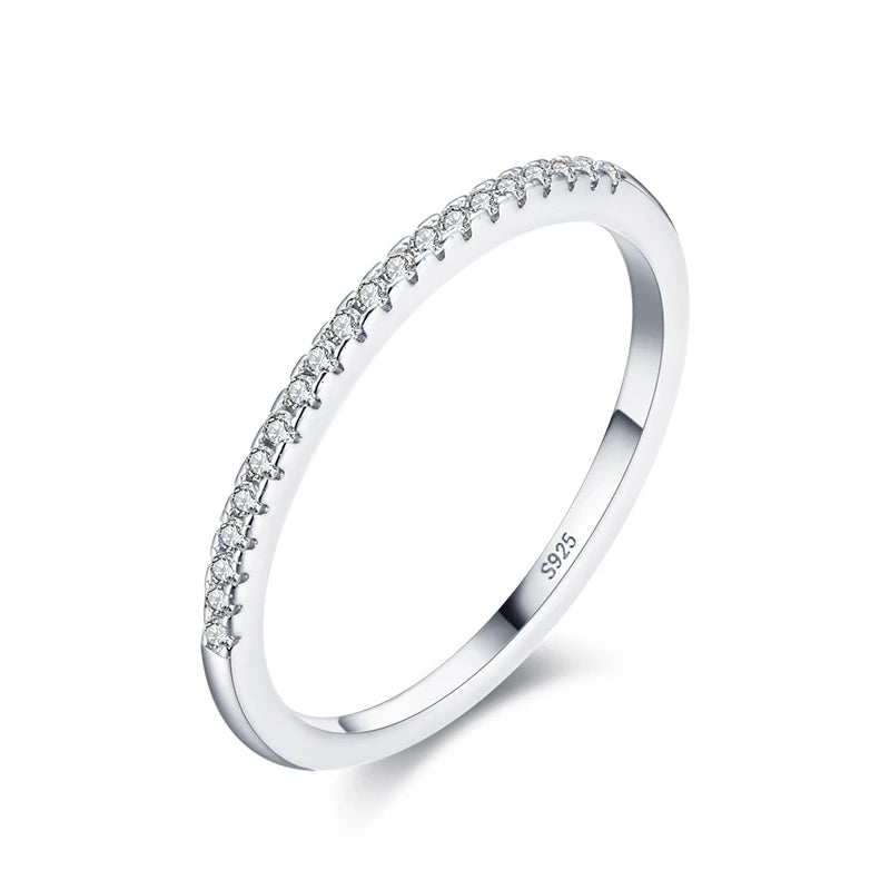 925 Sterling Silver Zircon Ring for Women - Elegant Geometric Wedding Band
