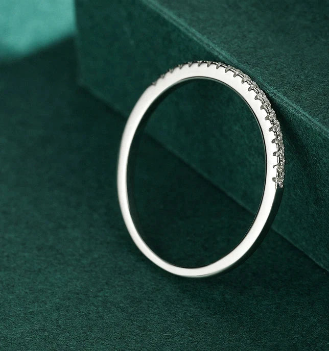 925 Sterling Silver Zircon Ring for Women - Elegant Geometric Wedding Band