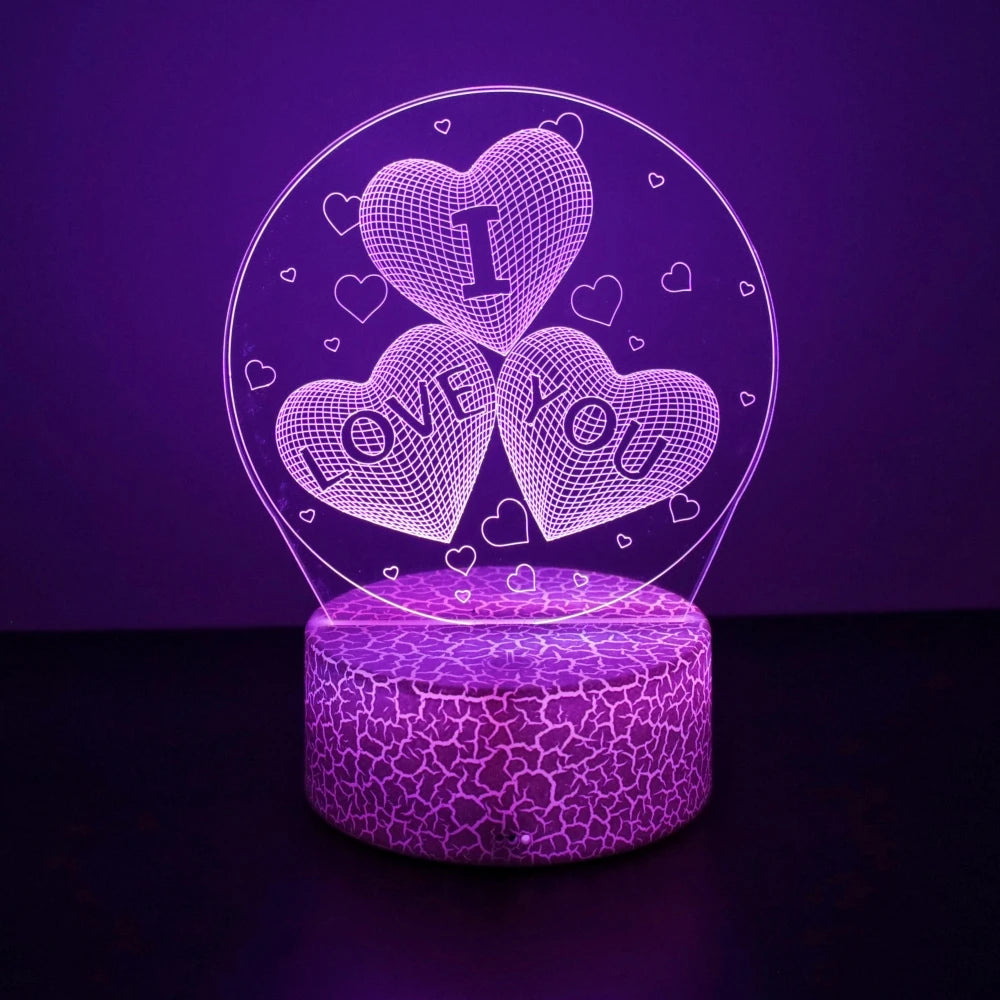 3D Lamp LED Night Light illusion I Love You Gadget Heart Bedroom Desk Lamps Home Decor Romantic Night Love Valentine's Day Gifts