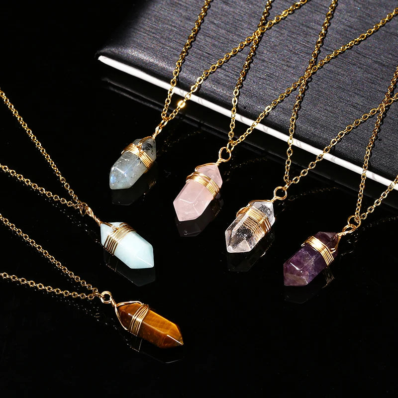 Natural Stone Column Necklace