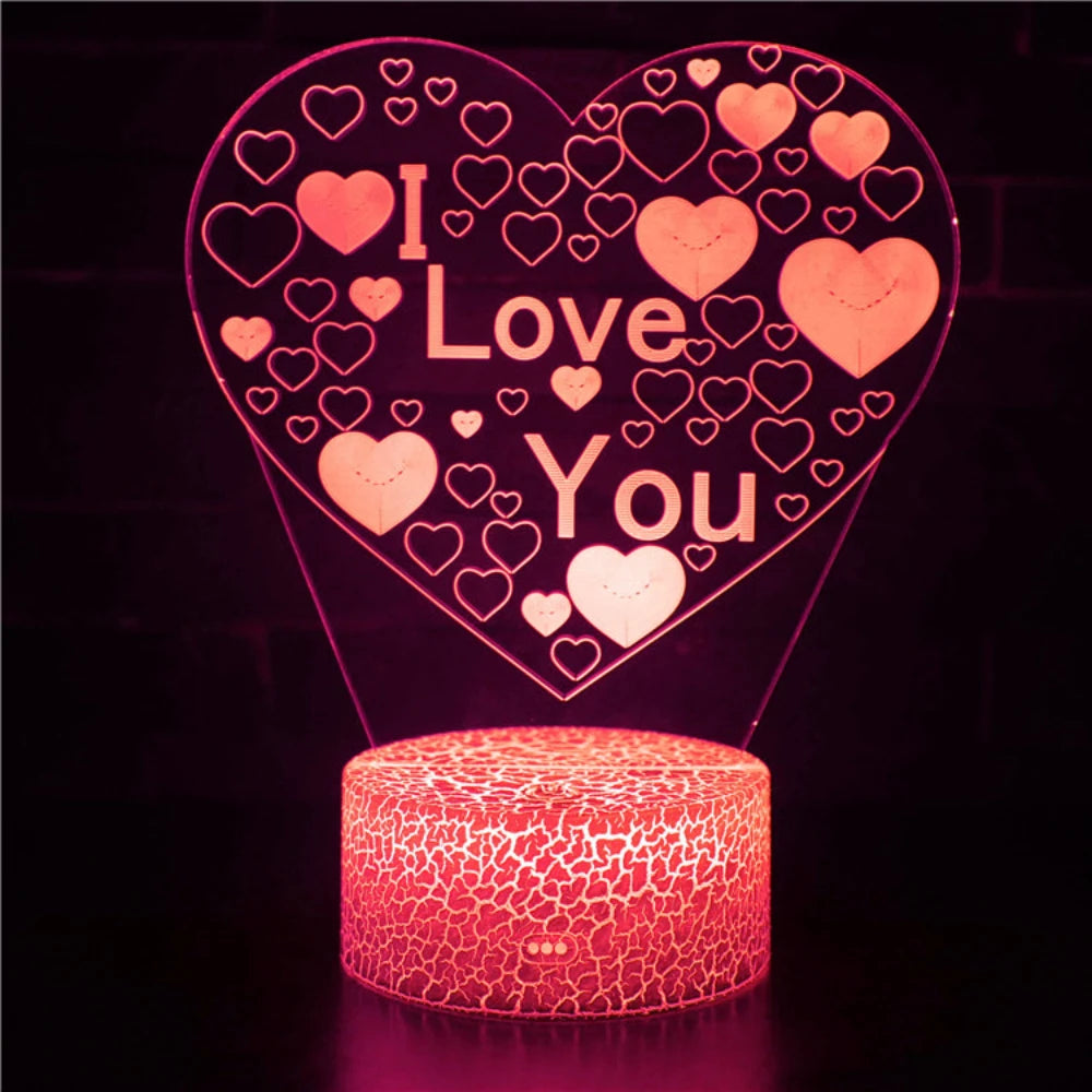 Heart LED Lamp I Love You Night Light Room Decor USB Table Bedside Lamp Romantic Valentines Gift for Lover Boyfriend Girlfriend