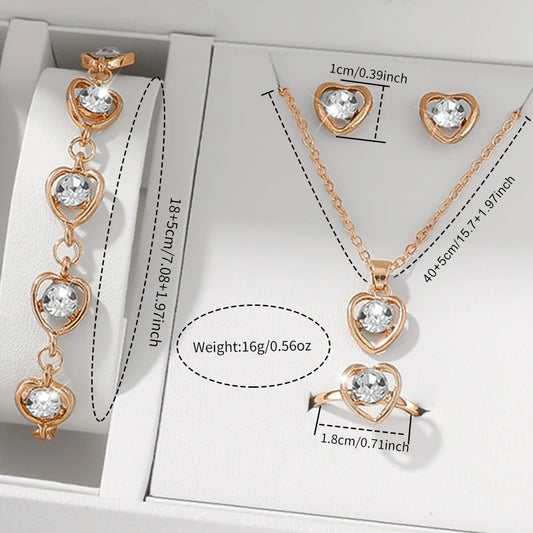 Classic Round Dial Leather Watch & Jewelry Gift Set