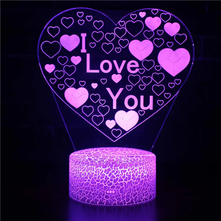 Heart LED Lamp I Love You Night Light Room Decor USB Table Bedside Lamp Romantic Valentines Gift for Lover Boyfriend Girlfriend