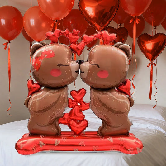 Kiss Love Bear Aluminum Film Balloon Valentine's Day Proposal Wedding Party Shower Birthday Decoration