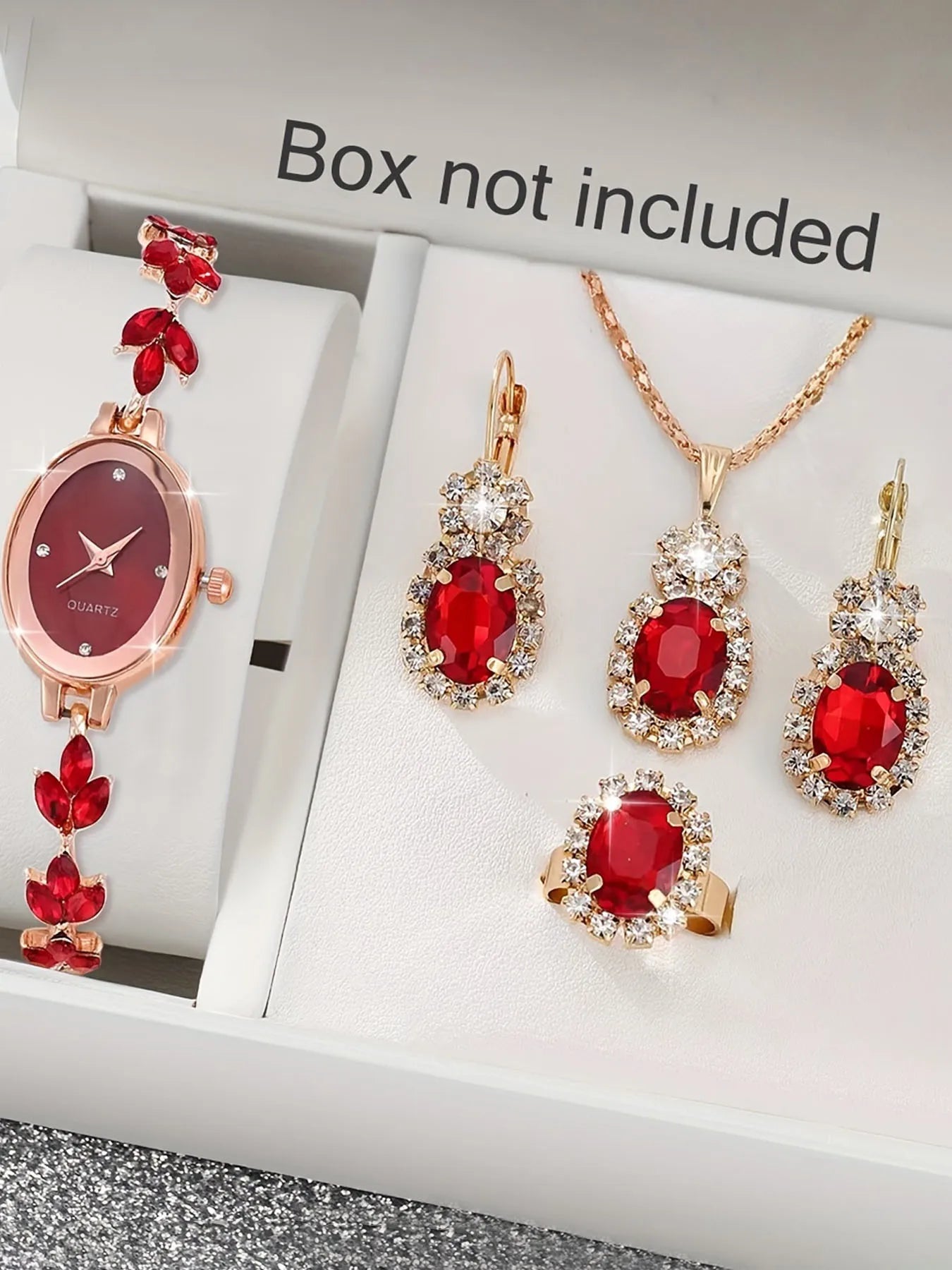 Women’s Diamond Watch & Jewelry Set (5pcs)