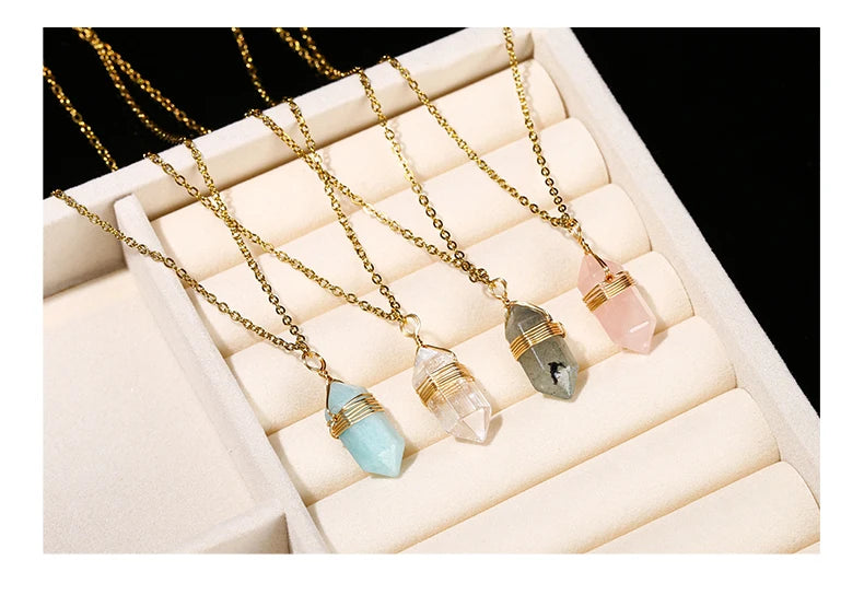 Natural Stone Column Necklace