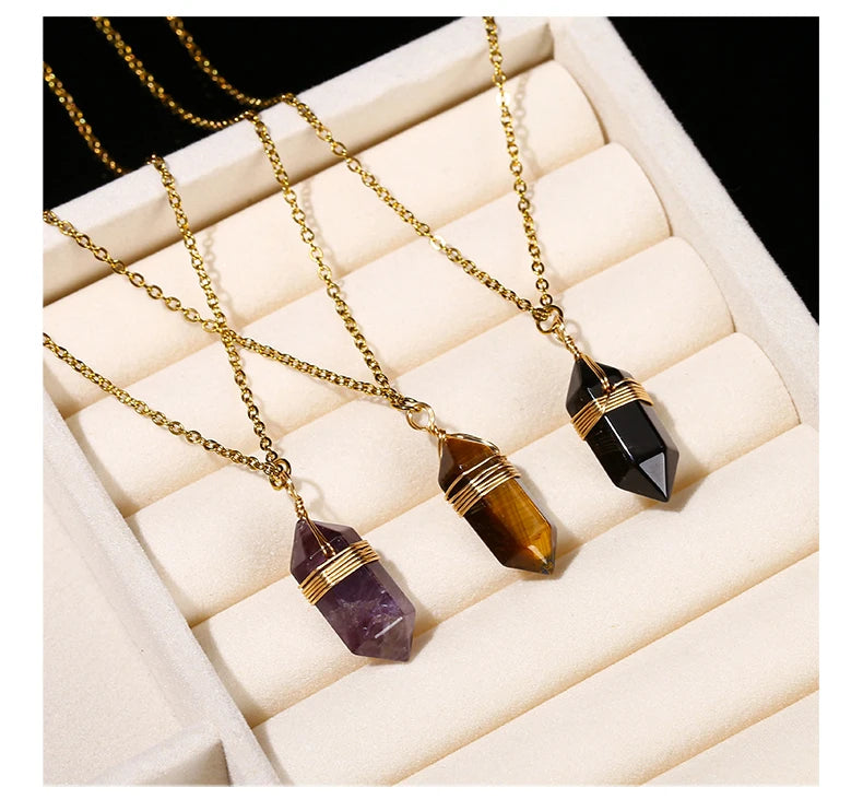 Natural Stone Column Necklace