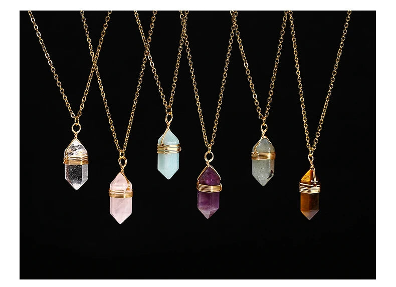 Natural Stone Column Necklace