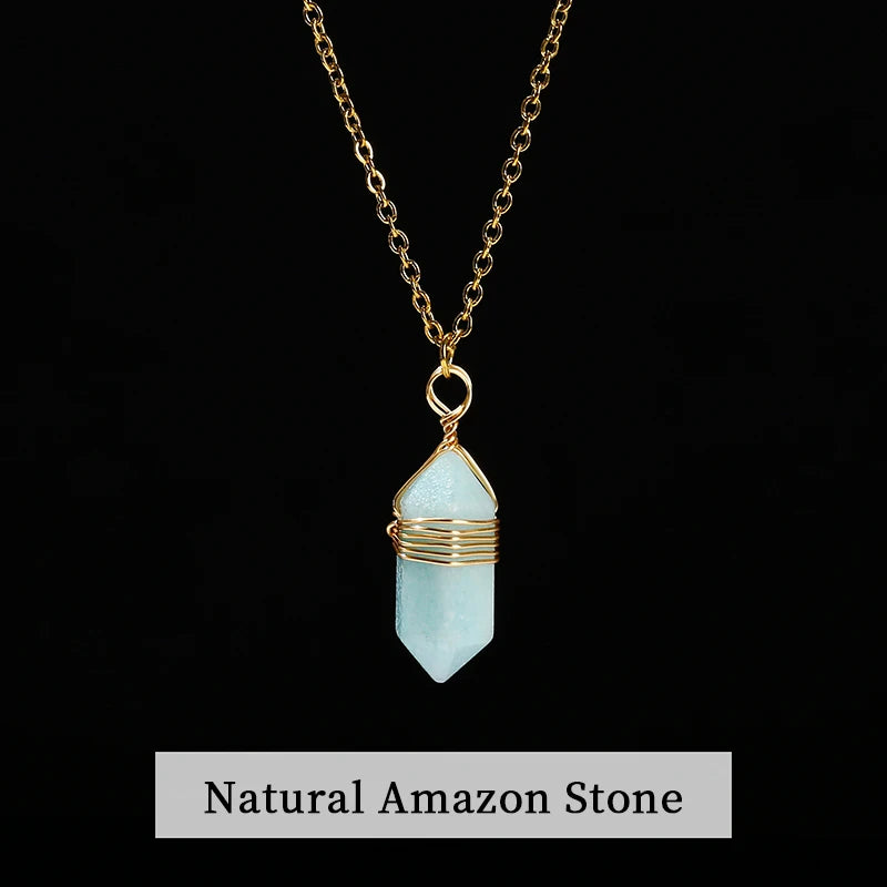 Natural Stone Column Necklace