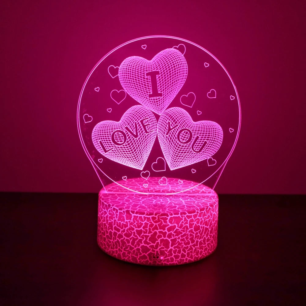 3D Lamp LED Night Light illusion I Love You Gadget Heart Bedroom Desk Lamps Home Decor Romantic Night Love Valentine's Day Gifts