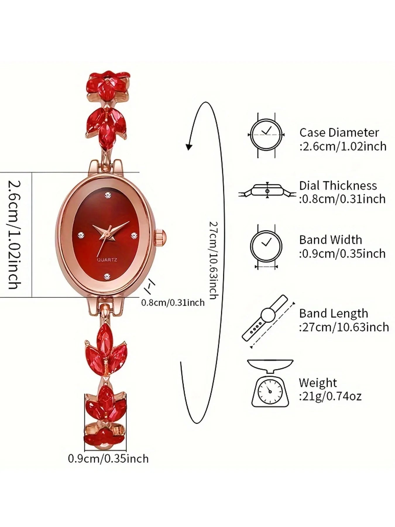 Women’s Diamond Watch & Jewelry Set (5pcs)