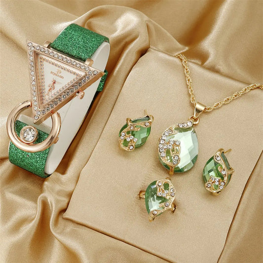 4-Piece Crystal Bracelet Watch Set