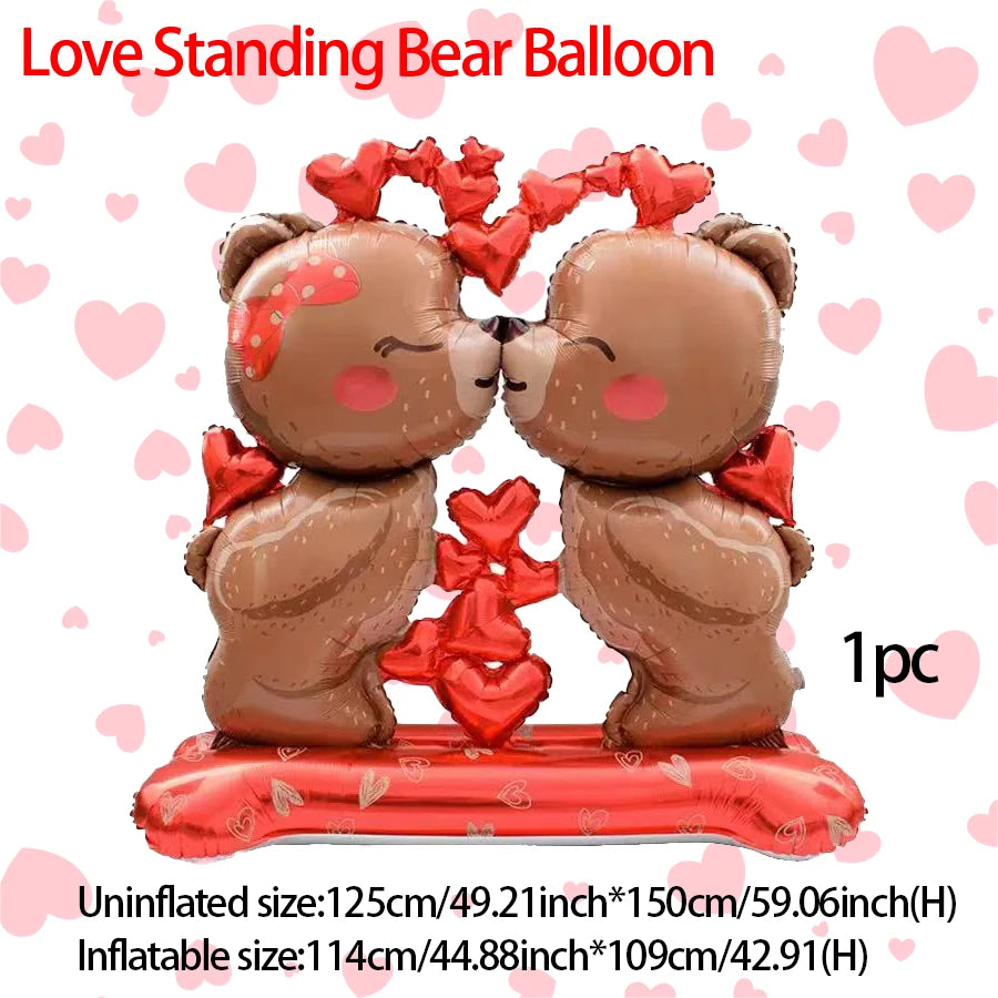 Kiss Love Bear Aluminum Film Balloon Valentine's Day Proposal Wedding Party Shower Birthday Decoration