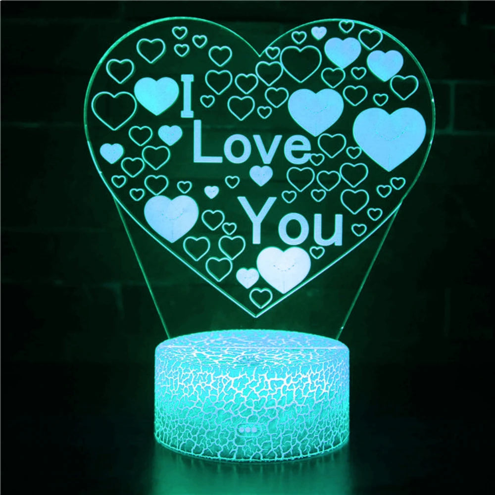 Heart LED Lamp I Love You Night Light Room Decor USB Table Bedside Lamp Romantic Valentines Gift for Lover Boyfriend Girlfriend