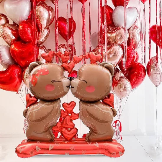 Kiss Love Bear Aluminum Film Balloon Valentine's Day Proposal Wedding Party Shower Birthday Decoration