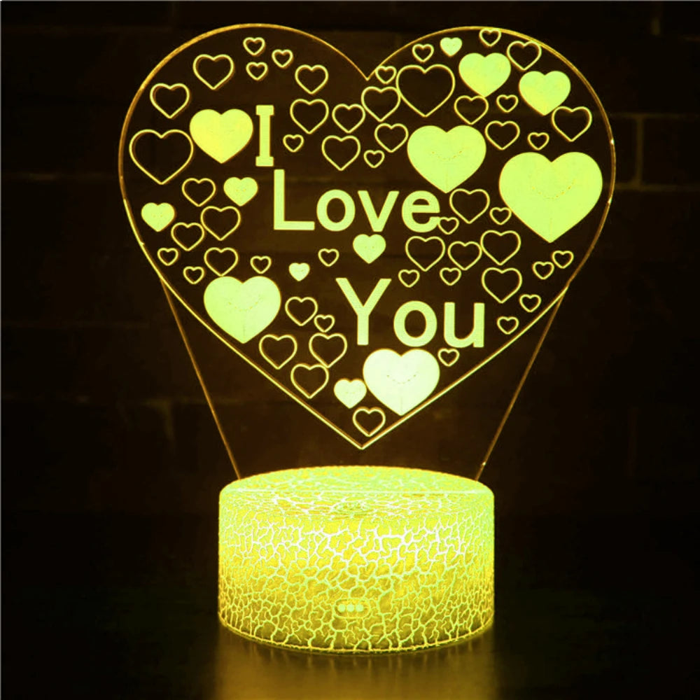 Heart LED Lamp I Love You Night Light Room Decor USB Table Bedside Lamp Romantic Valentines Gift for Lover Boyfriend Girlfriend