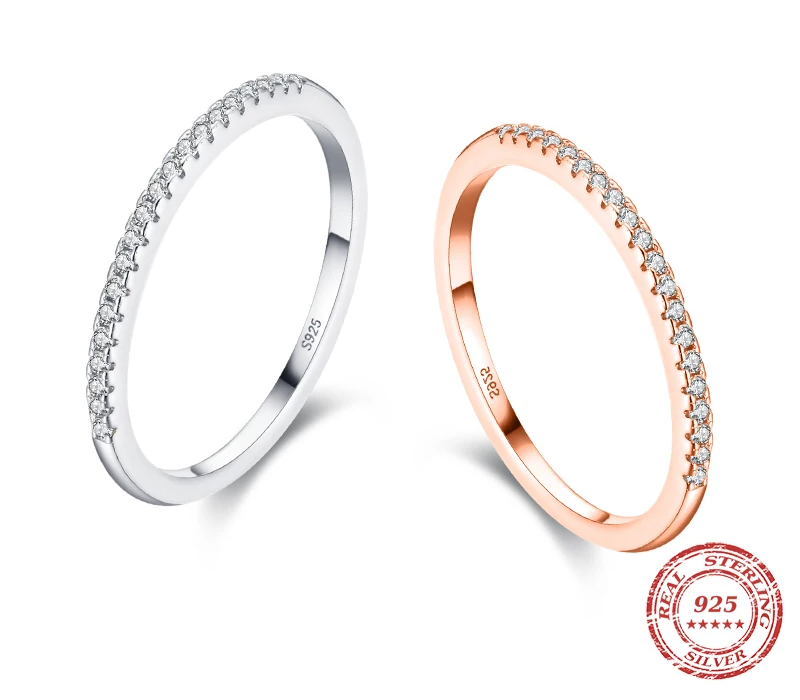 925 Sterling Silver Zircon Ring for Women - Elegant Geometric Wedding Band