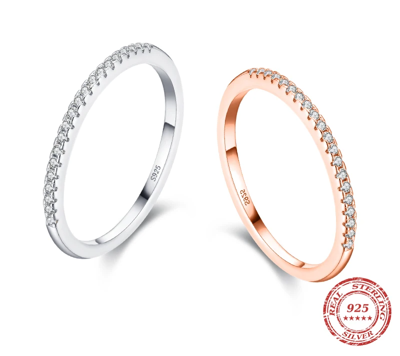 925 Sterling Silver Zircon Ring for Women - Elegant Geometric Wedding Band