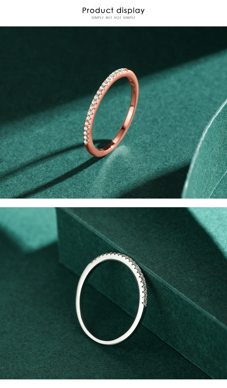 925 Sterling Silver Zircon Ring for Women - Elegant Geometric Wedding Band